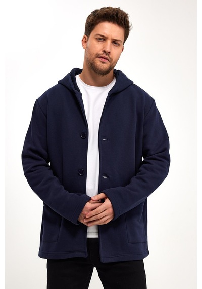 Alexandergardı Kapüşonlu İçi Şardonlu Oversize Hırka E23-607 03 Lacivert