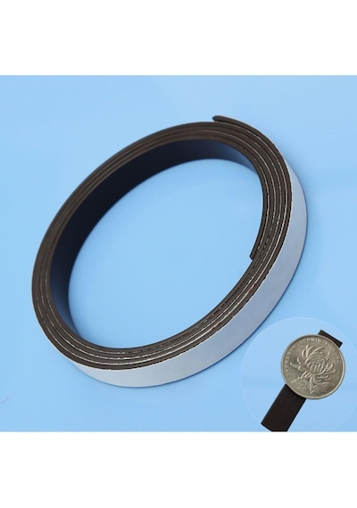 Dünya Magnet 5 Metre Yapışkanlı Şerit Mıknatıs Magnet Kes Kullan Kalınlık: 2 Mm, Genişlik : 20