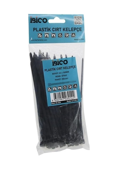 Tr Siyah 3.6x150mm Plastik Cırt Kelepçe 100pcs 5122 Genel