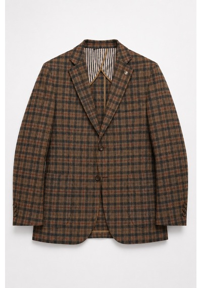 Sabri Özel Erkek Kareli Desen İki Düğmeli Yarım Astar Smart-casual Tek Ceket 6 Drop 12014-kahve Sabri Özel Erkek Kareli Desen İki Düğmeli Yarım Astar Smart-casual Tek Ceket 6 Drop 12014-kahve