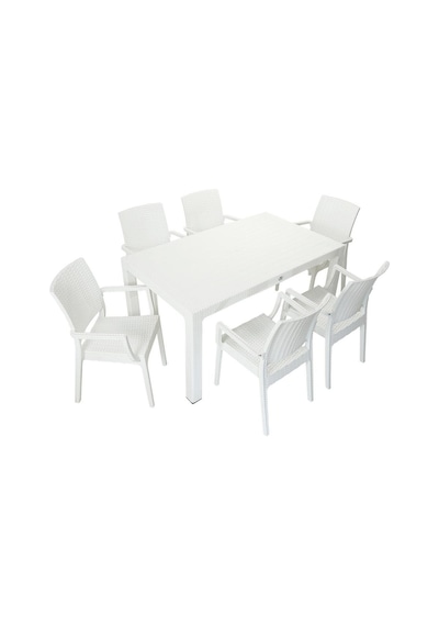 Depootoptan Mandella Elit Rattan 90 x 150 CM Elit Koltuk Masa Takımı Beyaz