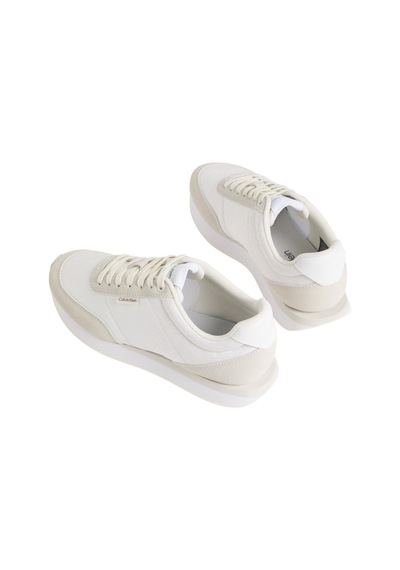 Calvin Klein Kadın Retro Runner Laceup Aop Nyl Ayakkabı Hw0hw0299505z Beyaz