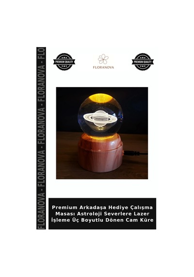 Premium Arkadaşa Hediye Çalışma Masası Astroloji Severlere Lazer İşleme Üç Boyutlu Dönen Cam Küre Çok Renkli