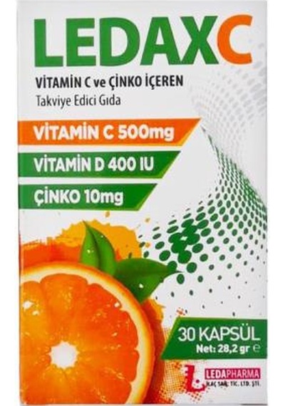 Ledapharma Ledaxc Vitamin C Vitamin D Ve Çinko İçeren 30 Kapsül