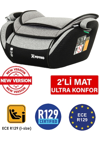 Yoyko 15-36 Kg Oto Koltuğu Yükseltici I-size Premium Booster Gri Isofıx Yoktur