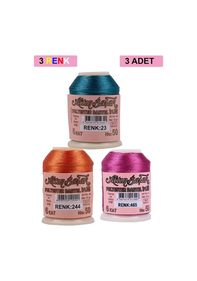 Tedar 3 Adet Altınbaşak Oya Ve Dantel İpi 20 Gr - Royaleks - No: 244 - 465 - 023 Najmaddin (No:1) 8.5Cm X 10.5 Cm