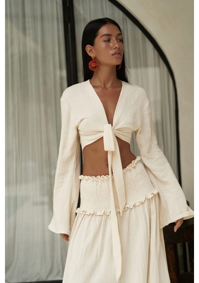 Mai Collection Mai Studios Co. Marshanda Bej Crop Etek Takım Bej