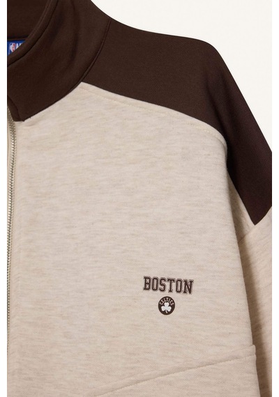 Defacto Nba Boston Celtics Oversize Geniş Kalıp Yarım Fermuarlı Sweatshirt F0243ax25aubg745 Bej-bg745