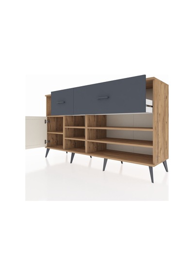 Kronos Konsol 6 Raflı 2 Çekmeceli Tek Kapaklı 176x59x99 Çam-ayta Çam-aytaşı/antrasit Kronos Konsol 6 Raflı 2 Çekmeceli Tek Kapaklı 176x59x99 Çam-ayta Çam-aytaşı/antrasit