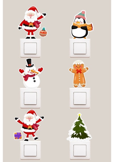 Lı Yılbaşı Yeni Yıl Noel Baba Temalı Dekoratif Priz Sticker Model