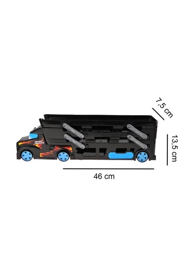 3 Katlı 3 Araçlı Transporter Oyun Seti- Siyah