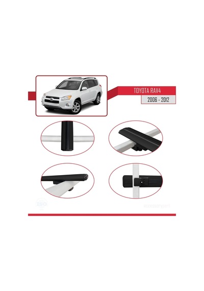 Toyota Rav4 2006-2012 Arası İle Uyumlu Basic Model Ara Atkı Tavan Barı Siyah 3 Adet
