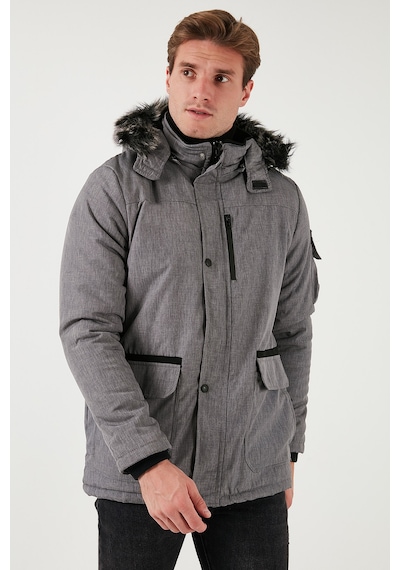 Buratti Peluş Astarlı Suya Ve Rüzgara Dayanıklı Soğuk Geçirmez Slim Fit Erkek Mont 5711051 Açık Gri