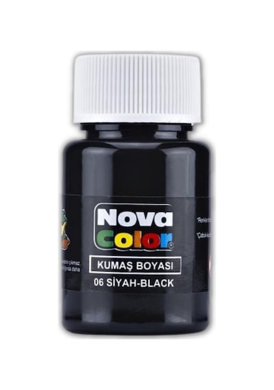 Siyah Kumaş Boyası Tişört Çanta Tekstil Boyası 30 Ml 1 Adet Nova Color Kumaş Boyası Siyah 1 Adet Diğer