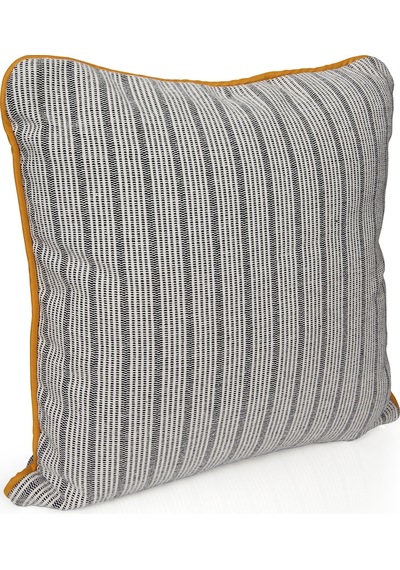 Faralya Life Çizgili Kırlent Kılıfı 2 Li 45x45 Cm Dekoratif Koltuk Yastık Kılıfı Modern Salon Dekoru Siyah Çizgili