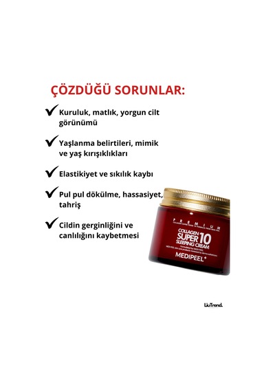Medipeel Collagen Super 10 Sleeping Cream Kolajenli Gece Kremi M0035