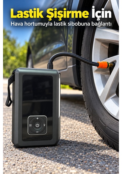 Powerbank Özellikli Akü Takviye Cihazı Ve Taşınabilir Hava Pompası