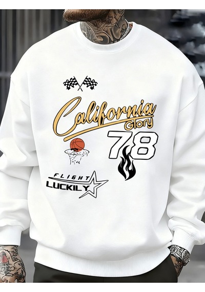 Startmore Startmorecalifornia Glory Basketbol Numarası 78 Desen Kazak Erkekler Sokak Rahat Spor Gömlek Sonbahar Beyaz