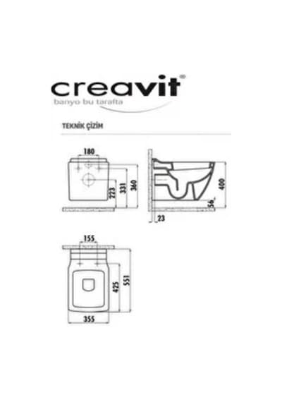 Creavit Trend Asma Klozet + Duroplast Yavaş Kapak + Vitra Gömme Rezervuar Set Beyaz