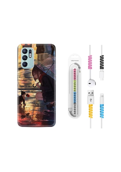 Oppo Reno6 Kılıf Kablo Koruyuculu Kız Ve Kedi 1762