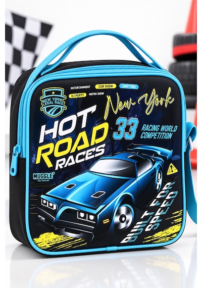Hot Road Yarış Arabası Beslenme Çantası Çocuk Okul Yemek Çantası Günlük Kullanım 22x22x10 Cm Çok Renkli
