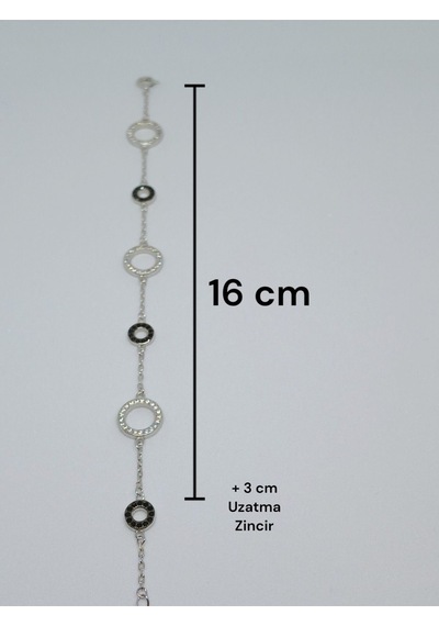 Halka Figürlü Gümüş Bileklik - Modern Ve Şık Tasarım, Hediye Fikri 3,30 Gr. Siyah