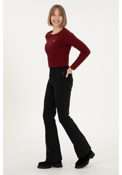 U.S. Polo Assn. Kadın Bordo Basic Bisiklet Yaka Kazak 50288981-VR014