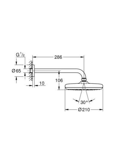 Grohe Tempesta 210 Tek Akışlı Tepe Duşu Seti 286 Mm - 1022182430 Krom