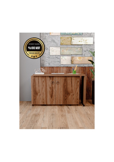 Flor Çalışma Masası Dolaplı Açılır Katlanır Masa Mdf Kahverengi Flor Çalışma Masası Dolaplı Açılır Katlanır Masa Mdf Kahverengi
