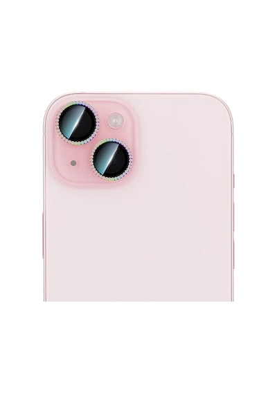 Apple Uyumlu iPhone 15 Plus Caseworld Alloy Sparkling Diamond Serisi Taşlı Lens Koruyucu Colorful