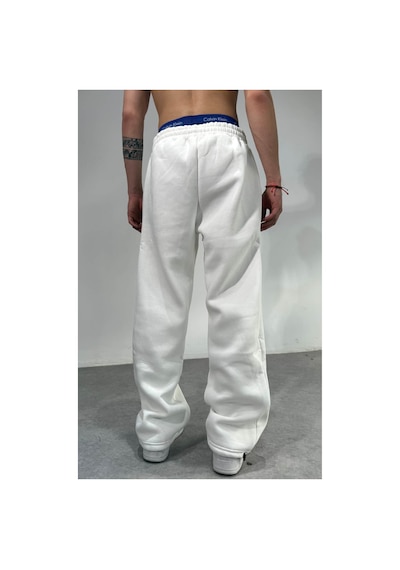 Zaee Taşlı Baggy Eşofman Kışlık Kumaş Beyaz