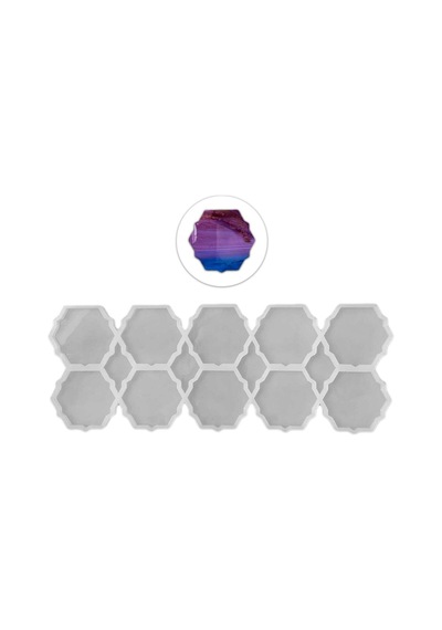 Epoksi Silikon Kalıp Altıgen Tırtıklı Kenar Bardak Altı Ve Magnet Kalıbı 6.8 Cm Beyaz