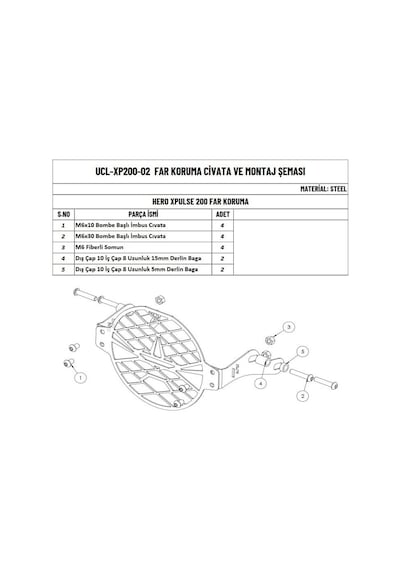 Moto Üçel Hero Xpulse 200 Uyumlu Far Koruma