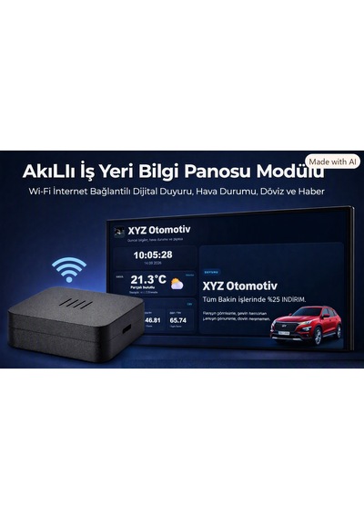 Akıllı İş Yeri Bilgi Panosu Modülü Wi-fi İnternet Bağlantılı Dijital Duyuru, Hava Durumu, Döviz Ve Haber Ekranı