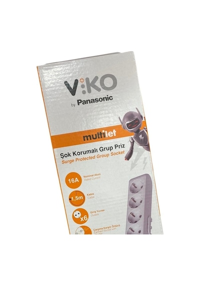 Akım Korumalı Priz Viko 6 Lı 1,5 Kablolu