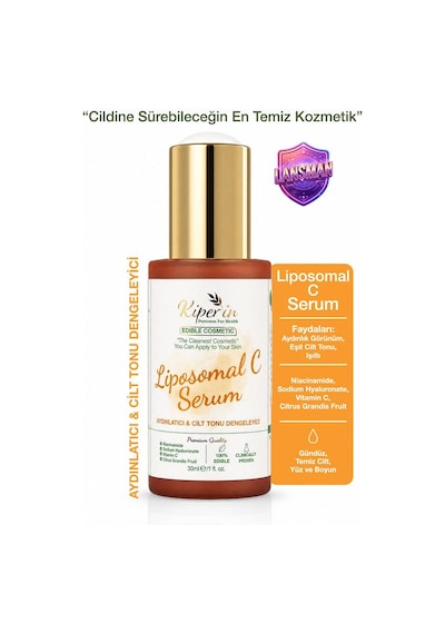 Kiperin Liposomal C Serum | Aydınlatıcı & Cilt Tonu Dengeleyici | Lipozomal C Vitamini, Maca & Meyan | 30mL