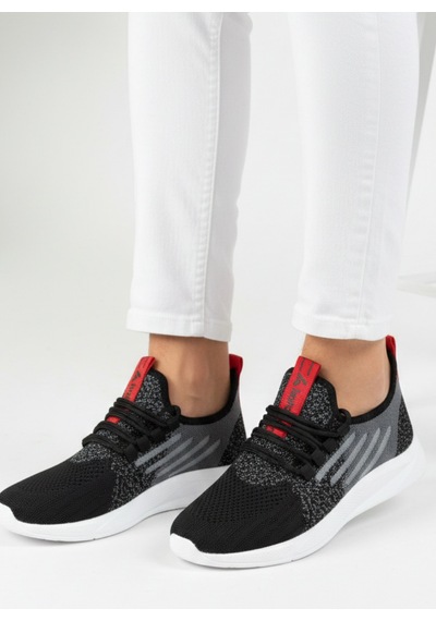 Homiro Bağcıklı Triko Unisex Spor Ayakkabı-siyah Beyaz Kırmızı Çok Renkli