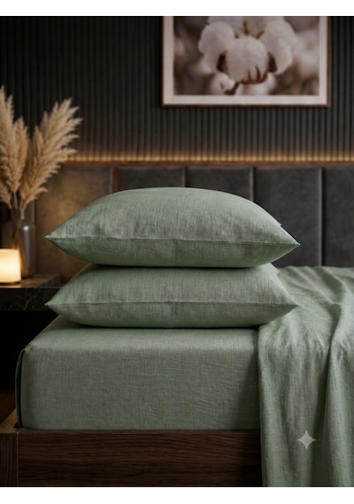 Faralya Life %100 Pamuk 2'li Yastık Kılıfı 50x70 Cm Yumuşak Dokulu Terletmeyen Dayanıklı Ev Otel Tipi Nefes Alabilen Kapaklı Yastık Kılıfı Açık Yeşil