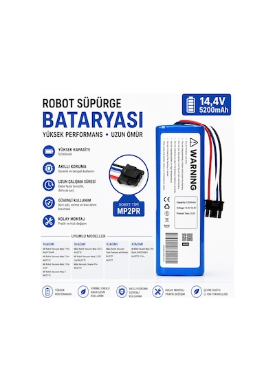Xiaomi S10+ Uyumlu Robot Süpürge Bataryası 14.4v 5200mah Li-ion