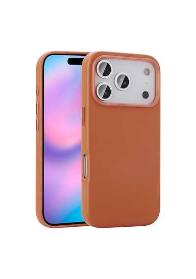 Apple Uyumlu iPhone 17 Pro Kılıf M-safe Şarj Özellikli Pu Deri Görünümlü Mkst Kupra Kapak - Siyah Siyah
