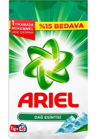 Ariel Toz Çamaşır Deterjanı Dağ Esintisi 7 KG + Parlak Renkler 7 KG