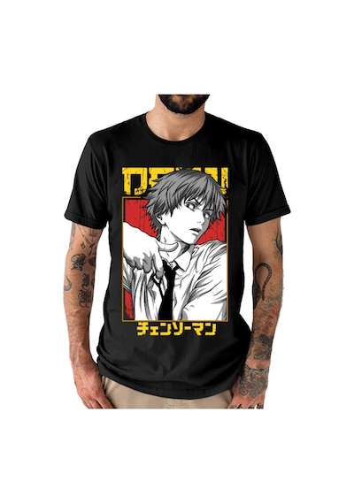 Noıssey Kırmızı Etiket Testere Adam: Denji Kalbini Etkinleştiren Pochita Unisex T-shirt 17906 Siyah