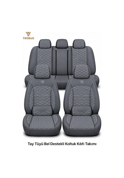 Opel Insignia 2008 Ve Sonrası Uyumlu Altay Bel Destekli Tay Tüyü Oto Koltuk Kılıfı Füme