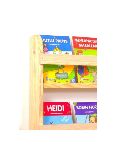 Çocuk Odası Eğitici Montessori Ahşap Kitaplık Mobilya Raf Duvar Rafı 5'li Bej