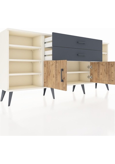 Arges Konsol 7 Raflı 2 Çekmeceli 2 Kapaklı 176x30x83 Aytaşı-çam/antrasit Çam/antrasit Arges Konsol 7 Raflı 2 Çekmeceli 2 Kapaklı 176x30x83 Aytaşı-çam/antrasit Çam/antrasit
