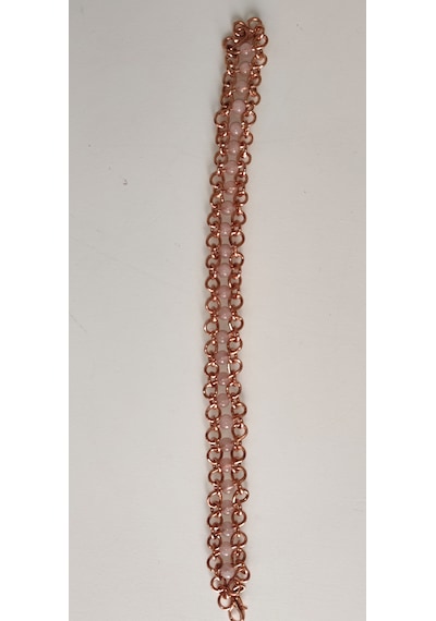 Pembe Kuvars Taşlı Bakır Bileklik Açık Pembe