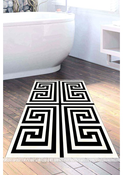 Eko Trend Djt Banyo Paspası Yıkanabilir Kaymaz Taban 658m Modern Siyah