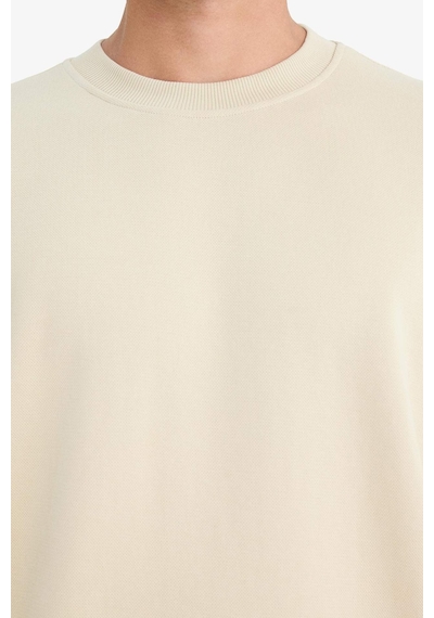 DeFacto Boxy Fit Bisiklet Yaka Basic Düz Pike Sweatshirt E1519AX25SPBG155