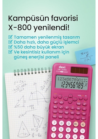 Daxi X-800 Yeni Nesil 240 Fonksiyonlu Bilimsel Hesap Makinesi Fuşya Genel