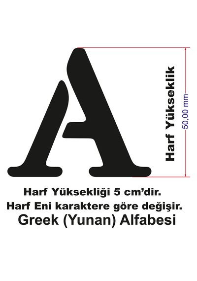 Stencil Harf Boyama Şablonu X033 -greek Alfabesi Harf Yüksekliği 5 Cm